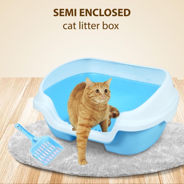 Semi Enclosed Cat Litter Box Lazada