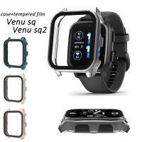 เคสสำหรับ Garmin Venu Sq/sq 2เพลงบางเฉียบยาก PC ฝาครอบป้องกันกระจกเทมเปอร์ปกป้องหน้าจอ