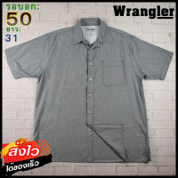 Wrangler®แท้ อก 50 เสื้อเชิ้ตผู้ชาย แรงเลอร์ สีเทา แขนสั้น เนื้อผ้าดี ใส่เที่ยวใส่ทำงาน