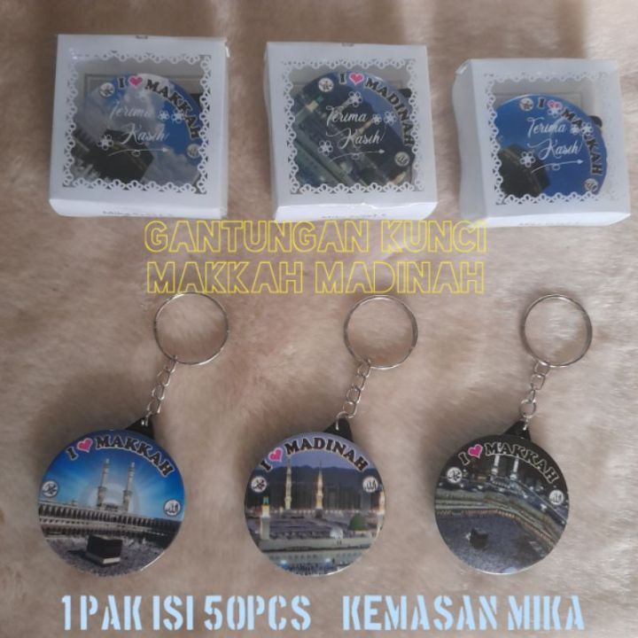 GANTUNGAN Contents Of 50pcs KEYCHAIN Cans MAKKAH Medina Kaaba SOUVENIR ...