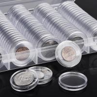 100Pcs Clear Coin Capsules Holder 27mm 30mm Transparent Plastic Round Collectable Coins Storage Box Case Collection Supplies