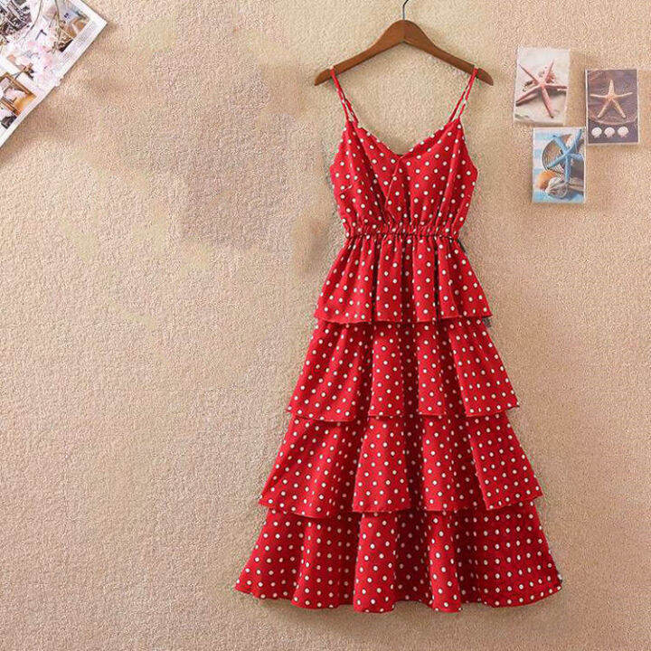 4-layer-cake-dress-women-dot-harajuku-summer-clothes-new-wave-point-bare-back-ladies-long-dresses-black-beach-suspender-suits