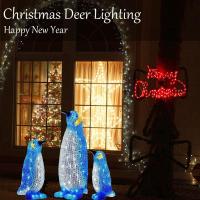 Ornaments Acrylic LED Light-Up Penguin Christmas Lighted Illuminate Penguin Garden Yard Lawn Outdoor Decorations Lawn Lamps