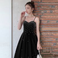 Golf Gear Banquet evening dress long black suspender starry sky noble lady temperament birthday party dress slimming dress