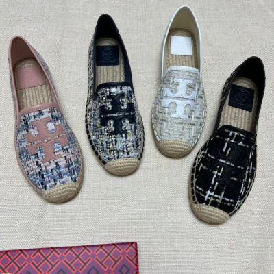 2023 new Tory Burch Four Colors Patchwork Color Textile Cloth Simple Fisherman Shoes Casual Flats