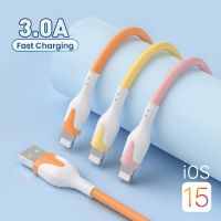 Soft Silicone USB Cable For iPhone 14 13 12 11 Pro Max XR XS 8 7 3A Fast Charging Mobile Phones Charger Cable Data Cord Wire 2m Cables  Converters