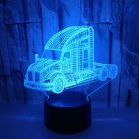 Truck Design 3D Illusion Night Light USB 7 Colors Change Remote Control Led Table Desk Lamp Christmas Gifts Car Toys for Kids