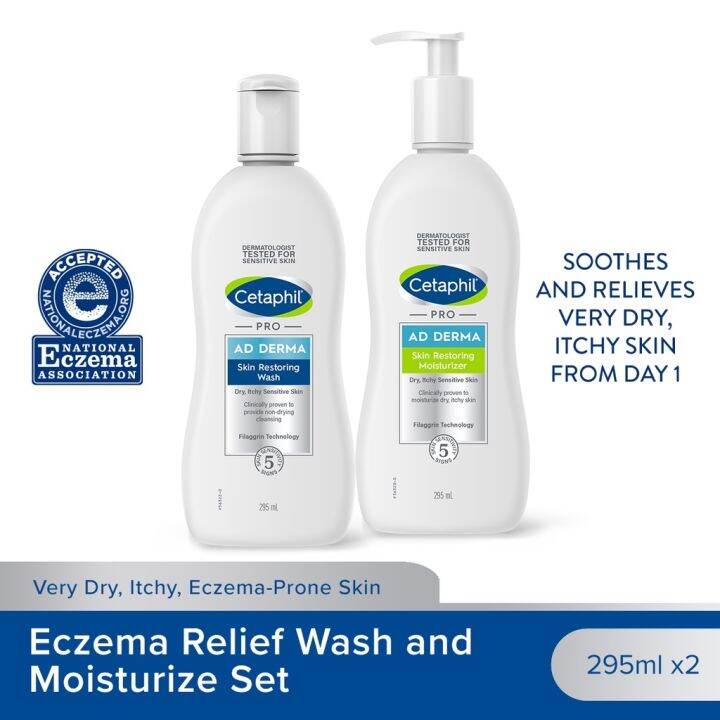 Cetaphil Eczema Relief Wash and Moisturize Set (Pro AD Derma 295ml ...