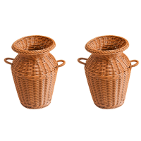 2X Imitation Rattan Woven Vase Art Vase Tabletop Decoration Plants Flower Pot Faddish Flower Rattan Crafts