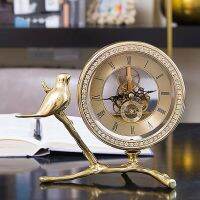 VintageTable Clock For Home Decor Gold Bird Metal Antique Style Retro Desk Clocks Christmas Birthday Gift New Free Shipping