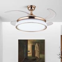 Modern Smart LED Ceiling Fan Light With 4 Retractable Blades Suitable For Bedroom Living Room Ceiling Lighting Decoration Exhaust Fans