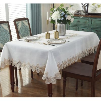 ผ้าปูโต๊ะผ้าลินินแบบปักลูกไม้หรูหราเสื่อรับประทานอาหารผ้าปูโต๊ะผ้าปูโต๊ะตกแต่งของตกแต่งโต๊ะ