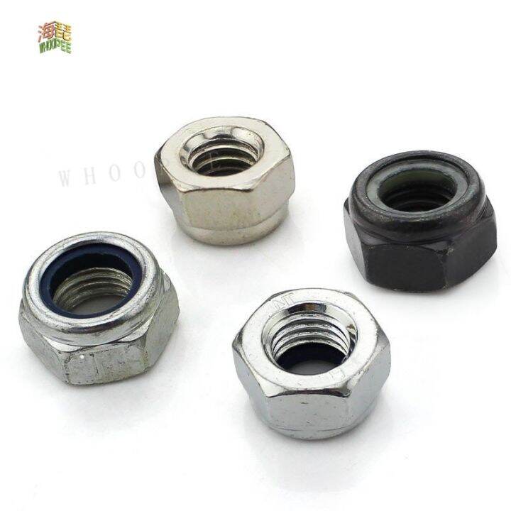 50x-m2-m2-5-m3-m4-m5-m6-304-stainless-steel-carbon-steel-black-zinc-plated-hex-nylon-insert-lock-nut-self-locking-nylock-locknut