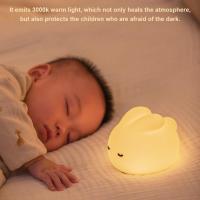 Led Cute Rabbit Silicone Night Light 3 Levels Adjustable Usb Bedroom Bedside Lamp With Timing Function Night Lamp For Kids ​Gift Night Lights