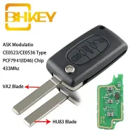 Bhkey สำหรับกุญแจรีโมท3ปุ่ม Kunci Remote Mobil สำหรับ Peugeot 207 307 407 208 308 408 607ก่อน2011 Smar กุญแจรถ