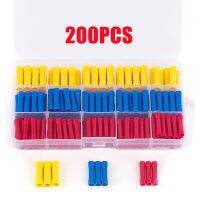 200pcs Straight Butt Crimp Connectors Insulated Electrical Wire Terminals Splice 10-22AWG Assorted Connectors BV1.25 BV2.5 BV5.5