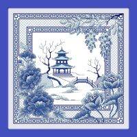 Everlasting Love The Blue Porcelain View Chinese Cross Stitch Kits Ecological Cotton Stamped DIY Christmas Decorations For Home