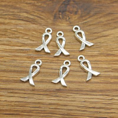 【CC】☜  50pcs Metal Awareness Charms Pendants Diy Jewelry Making 10x16mm 4226