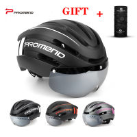 Promend 2 in 1 Cycling Helmet &amp; Lens Reflective Helmet MTB Road Bicycle Safety Helmet Racing Cycling Head Eye Protection