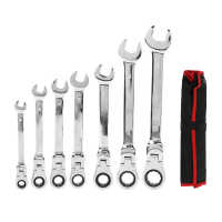 7Pcs Ratcheting Wrench Set Flex Head Hand Tool Metal Ratchet Combination Wrench Kit For Automobile Maintenance Tool