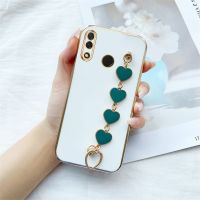 [ข้อเสนอพิเศษ] Romwe  สร้อยข้อมือ Electroplated Case สำหรับ Huawei Nova 3i P Smart Plus 2018สร้อยข้อมือสีเขียวเข้มวางกาวรักโทรศัพท์ Case TPU ปก