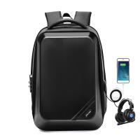 REJS Men Backpack Laptop Large Capacity Usb Charging Hard Cover Fashion Large Capacity Black School Bags College Stylish Mochila