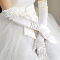 ㍿△✵ Wedding Dress Luxury Atmosphere Gloves Bride Gloves Long Double Row Gloves Wedding Gloves Winter