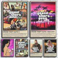 Grand Theft Auto เกมบทบาท HD โปสเตอร์-GTA 5ภาพเกมห้องนั่งเล่น Retro Aesthetic Home Decor ห้องเด็กโปสเตอร์ภาพวาดผ้าใบ