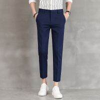 Mno.9 Fashion Korean Nine Pants Slim กางเกงขายาว 5 ส่วน สไต ย์เกาหลี กางเกงลำลองชาย กางเกงสแ ล็ค Topman