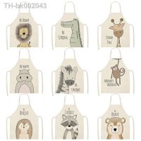 ✗ Kitchen Cooking Apron Animal Print Aprons for Lion Elk Bear Fox Women Sleeveless Biking Bibs Pinafores Children Apron Home Bib