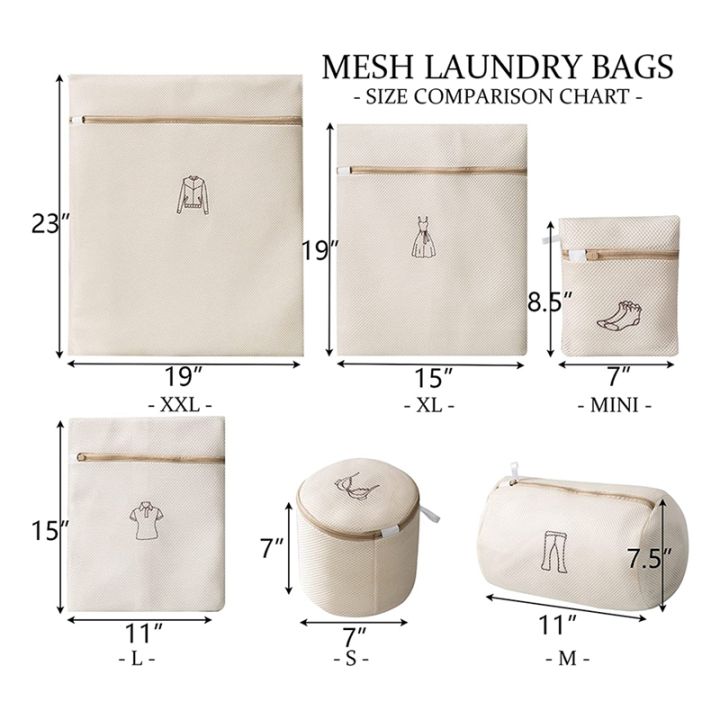 6pack-mesh-laundry-bags-anti-deformation-reusable-laundry-bags-with-embroidery-small-patterns-for-bra-stocking-etc