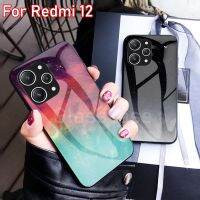 สำหรับ Xiaomi Redmi 12 12C 11A 10C 10A 9C Redmi12กระจกเทมเปอร์เคสโทรศัพท์กรอบ TPU แบบนุ่มแข็งกันแรงกระแทกป้องกันฝาหลัง