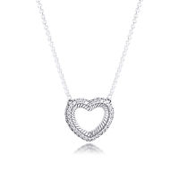 Sparking Hearts Necklace &amp; Pendant Women 925 Sterling Silver Clear CZ Chain Pendant Necklaces Fashion Jewelry accesorios muje