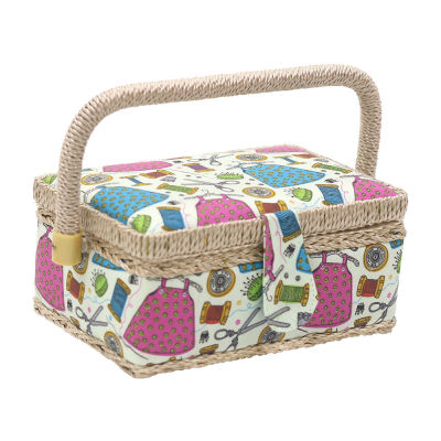 Retro Sewing Storage Box Craft Sewing Tool layer Needle Thread Basket Floral Thimble Thread Needle Organizer Sewing Accessories