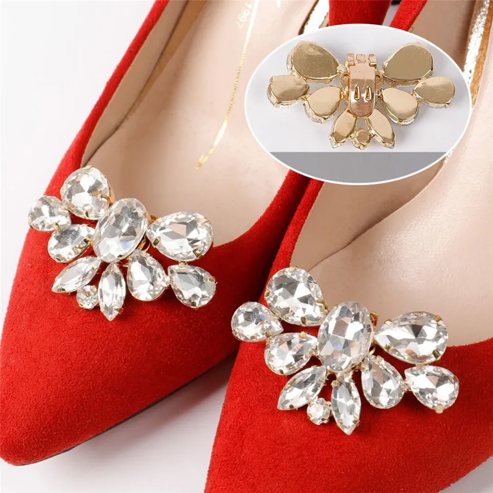 2pcs Elegant Shoe Clips Shoes Jewelry Decoration Crystal Shoe Buckle Brown, Women's, Size: 2.7 cm