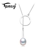 FENASY Genuine Natural Freshwater Necklaces For Women Fashion 925 Sterling Silver Chain Pendant Party Jewelry