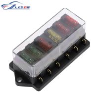 【YF】 Circuit Standard 6 Way ATO Blade Fuse Box Plastic Cover DC12V 24V Car Block Holder with 6Pcs 3A-30A Fuses and Clip for Auto