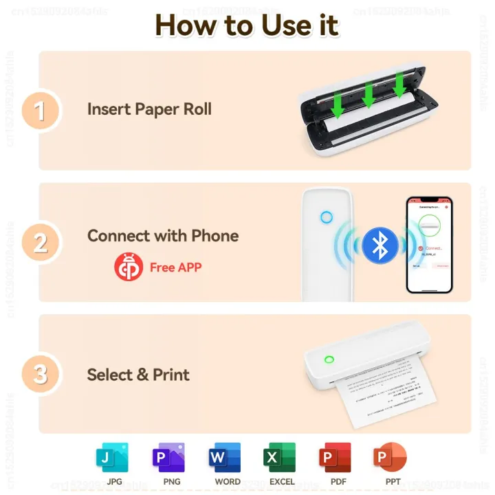 เครื่องพิมพ์กระดาษระบายความร้อนแบบพกพา-a4ไร้สายเครื่องพิมพ์ความร้อนเครื่องพิมพ์บลูทูธขนาดเล็กไม่มีหมึกที่ใช้ในการพิมพ์สำหรับคอมพิวเตอร์พกพาแล็ปท็อป