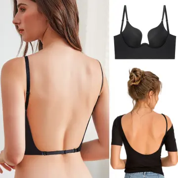 Women Sexy Seamless Bra Backless Invisible Plunge Deep V Low Cut Push Up  New hi