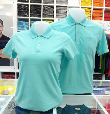 เสื้อโปโลชาย เสื้อคอปกชาย/หญิง คอปกรัดแขน ผ้านิ่ม สบายตัว PoLo ผ้าCOTTON&nbsp;(สีเขียวมิ้น)