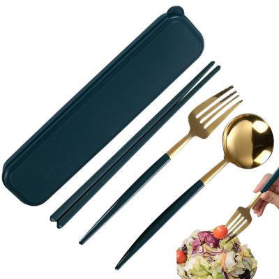 Travel Cutlery Set Spoon Fork Chopsticks Cutlery For Lunch Easy To Carry Camping Set Flatware With Case For Kids Adults Travel Flatware Sets