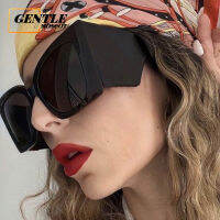 (GENTLE MOSCOT) แว่นกันแดดขนาดใหญ่สไตล์ตะวันตกสำหรับผู้หญิง Anti UV Square Retro Cool Punk Shades