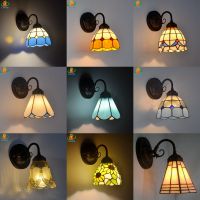 Mediterranean Blue Glass Wall Of A Small LED Lighting Tiffany Lamp Modern Minimalist Mirror Front Balcony Bedroom Bedside Lamp