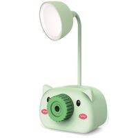 LED USB Rechargeable Table Desk Lamp Cute Cartoon Pen Holder with Pencil Sharpener Flexible Neck Eye-Caring Night Light