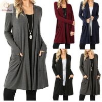 S-5XL Women Waterfall Long Cardigans Top Trench Duster Coat Jacket Plus Size