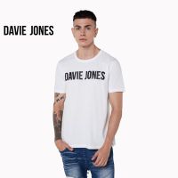 DAVIE JONES เสื้อยืดพิมพ์ลายโลโก้ สีขาว Logo Print T-Shirt in white LG0031WH