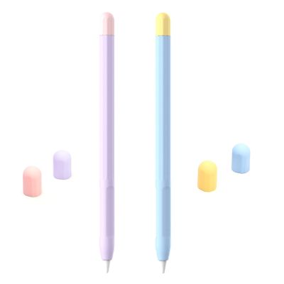 2PCS for Apple Pencil 2Nd Generation Pen Sleeve Stylus Pen Sleeve Double Color Matching Silicone Protective Sleeve