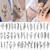 Fashion Waterproof Fake Tattoo Sticker Various Easy To Use Temporary Tattoos Black And White Flowers Leaft Tattoo DIY Body Art Stickers