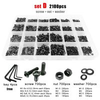 400/2100 Buah M1.6 M2 M2.5 M3 M4 M5 Hitam Kelas 10.9 Baja Hex Hexagon Tombol Soket Bulat Kepala Sekrup Baut Mur Washer Set Kit Kotak