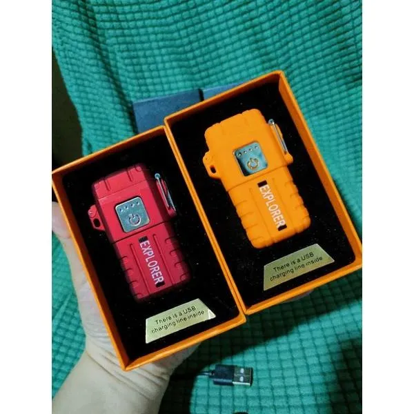 EXPLORER WATERPROOF CHARGEABLE ELECTRIC SHOCK LIGHTER WITH BOX AND CABLE CHARGER Lazada PH